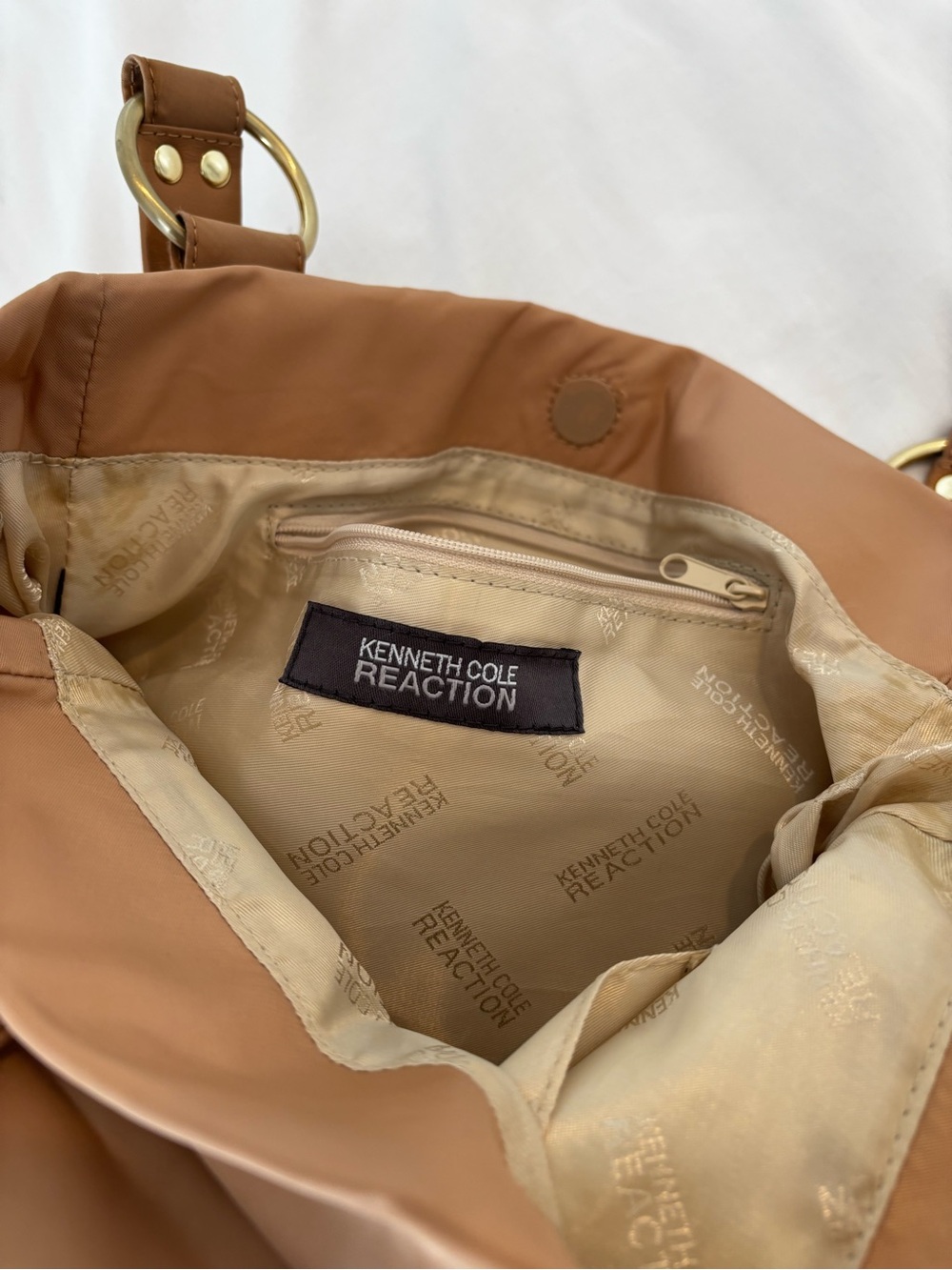 Kenneth Cole Tan Stud-Accent Tote Bag NWOT - Picture 7 of 15